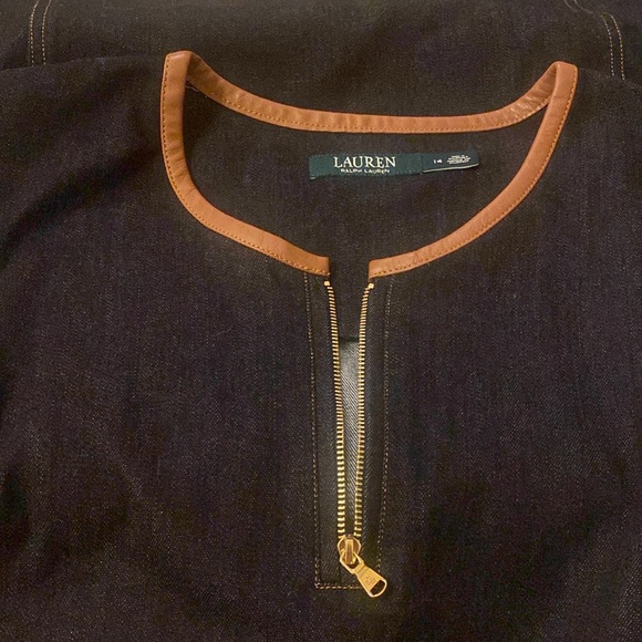 NWT Lauren Ralph Lauren dark denim shift dress size 14 career work office - Picture 2 of 3